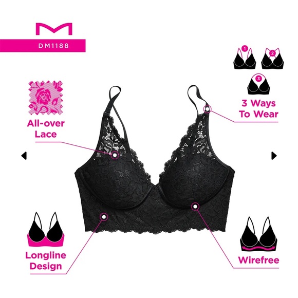 Maidenform 34C Lightly Lined Convertible Lace Bralette DM1188 NWT - Picture 4 of 4